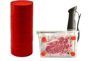 (MEVLEM) Imanes para Cocinar al Vacío, Juego de 8 Imanes Rojos, Redondos y Recubiertos de Silicona de Grado Alimentario – Accesorio de Cocina, Incluye Gancho Magnético (8)