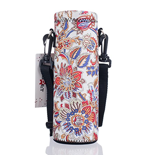 AUPET Insulated Neoprene Water Bottle Holder 1000ml or 750ml Adjustable Shoulder Strap Ideal for Stainless Steel and Plastic Bottles, Sports and Energy Drinks