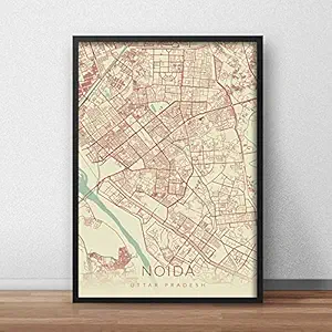 Recollection Noida City Map Art Print Poster A3 Size WITHOUT FRAME Wall Decor for Home Office Restaurant Hotel Interior Decoration (Color 2)