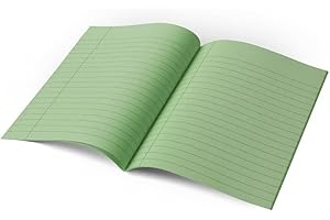 THE DYSLEXIA SHOP 9" x 7" - 10mm Lined Tinted Paper - Exercise Book Yellow Cover - Green - Pack of 10