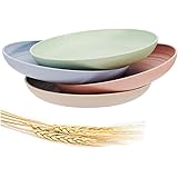 Weizenstroh Teller 4er Pack 7,8 Zoll Unzerbrechliche Teller, Geschirrspüler & Mikrowelle sicher BPA frei und gesund für Kinde