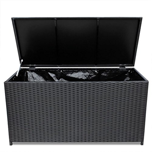 vidaXL Garten Aufbewahrungsbox Poly Rattan Schwarz 150x50x60 cm Gartentruhe