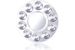 JKJF Juego de 2 bandejas redondas de pintura, 10 pozos de metal, para acuarelas, manualidades, pintura de arte profesional