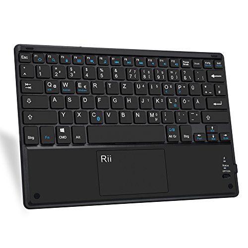 Rii Sehr Dünne Bluetooth 3.0 Kabellose Tastatur (Deutsches QWERTZ Layout) für Apple und PC , Windows 7 + 8,Linux,Mac OS X,Notebook,Laptop,Netbook,Mac Book,Tablets,Apple iPad,Samsung Galaxy Tab2,Galaxy Note,Smart Phones,Android,Iphone - 3