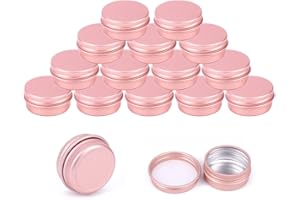 YDHfdc Ronda Tarros de Aluminio 15 Piezas 10ml Vacío Plata Bote de Aluminio Cosmeticos Vacios Tarros con Tapa Rosca para Bálsamo Labial, Loción, Crema, Mini Velas (Oro Rosa)