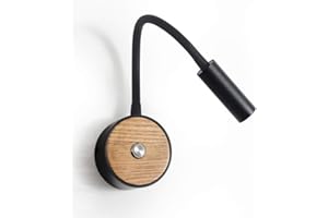 Ouglres Lampada da parete a LED in legno da 3 W con interruttore, lampada da parete, per corridoio, camera da letto, hotel, colore: nero, 3000 K