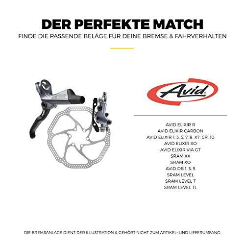 Avid Elixir 1 3 5 7 9 R Carbon X7 CR 10 XO VIA GT und Sram XX XO Bremsbeläge für MTB Mountainbike Scheibenbremse Organic Beläge Bike Bremse Bremsbelag | Gorilla Bikes High Performance Disc Brake Pad - 5