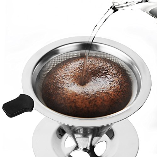 Kaffeefilter Tassenfilter Edelstahl Dauerfilter Permanentfilter Set für kaffeemaschine / Tee / Tee Filter Löffel / Tee-Sieb / Kaffeelöffel Kaffeedauerfilter für 4 Tassen (Kaffeefilter) - 9