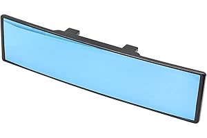 NUZAMAS 29 x 7 cm espejo retrovisor interior para coche, espejo retrovisor universal grande, espejo retrovisor de gran angular, curvado, antideslumbrante, espejo de titanio azul
