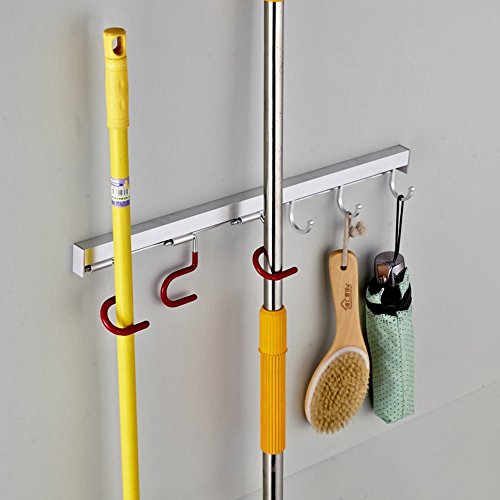Concord Colleague Mopp und Besen Halter, Wand Organizer Werkzeugaufbewahrung Werkzeugregal Storage & Organisation für Haus, Wandschrank , Wandbesen Garage Ständer, MULTIFUNKTIONS Schrubber, Besen, Bürsten, oder Sport (3 Positionen Haken) - 5