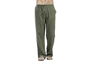 heekpek Pantalon Homme en Lin Pantalon Jogging avec Poches Taille Élastique Léger Respirant Pantalon Décontracté Homme Été Pantalon de Yoga Plage