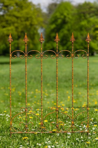 Nostalgischer Metallzaun / Beetzaun H: 91cm, Rost / Roheisen - 2