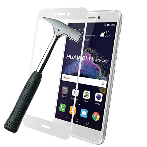 Protector de Cristal Templado Blanco Huawei P8 Lite 2017 5 2  4G  3D Completo Cubre todo