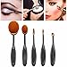 Wawoo 5Pcs/Set Toothbrush Shape Oval Makeup Brush Set, Pro Foundation Brush Set Poweder Blusher Eyebrow Brush Foundation Eyeliner Makeup ToothBrush Curve Cosmetics Brush Set