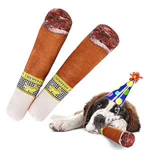 CHEWFFON Dog Toys ,Plush Squeaky Dog Toys, Dog Chew Toys, Indestructible Dog Toys for Medium, Small and Large , Cute Funny Dog Toys Gifts for Dog Birthday (Cigar?2pcs?)