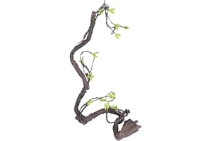 ESENLONG Rettili Vine, Artificiali Vite Climber, Giungla, Flessibile, Ramo Piegato, terrario, Gabbia Decorativa (Marrone e Giallo Verde)