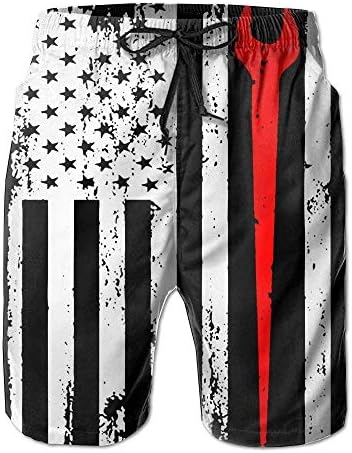 Personality Beach Pants Shorts Men Fire Fighter Thin Red Line Flag Summer Breathable Quick-Drying Swim Trunks Beach Shorts Cargo Shorts