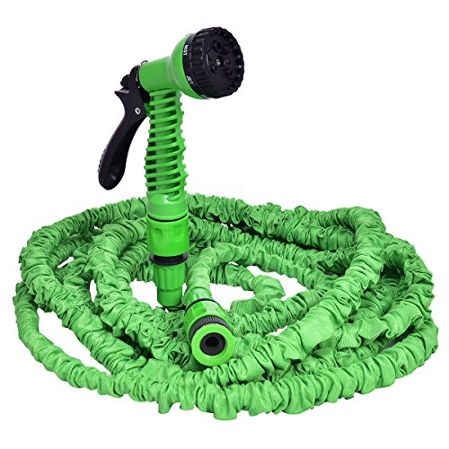 Costway Gartenschlauch Wasserschlauch Flexischlauch Bewässerungsschlauch Zauberschlauch dehnbar flexibel grün Länge 7,5m bis 60m (15m)