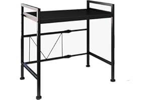 Coriver Mikrowellen Regal, Ausziehbarmikrowellen Mikrowellenhalterung Stehend, Mikrowellenregalfür Küche mit 3 Aufhängehaken Küchenablage Organizer für Platzsparende Arbeitsplatten 25 kg Tragend