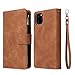 Produktbild Jorisa Brieftasche Hülle Kompatibel mit iPhone 11 Pro,Retro Leder Geldbörse Handyhülle mit Reißverschluss Tasche Kartenhalter,Flip Magnetverschluss Stand Schutzhülle mit Handschlaufe,Braun