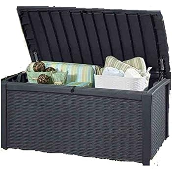 Keter Borneo Rattan Style 400L Garden Storage Box Anthracite Grey