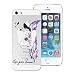 Produktbild CE-Link iPhone SE / iPhone 5 / iPhone 5s Hülle Weiche Silikon Transparent Handyhülle Durchsichtig Schutzhülle Rotierendem Ring Ultra Dünn Slim Backcover mit Fingerhalterung Ständer Silicone TPU Bumper Crystal Kirstall Klar Clear Handy Tasche Schale Etui Weich Handytasche Kreative Motiv Muster für iPhone SE / iPhone 5 / iPhone 5s (4 Zoll) Case Cover - Federn und Buchstaben