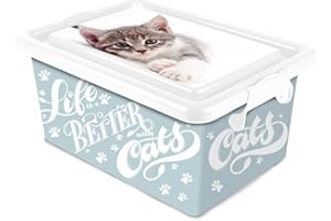 Acan Tradineur – Caja de almacenamiento – Diseño de gatos – Capacidad de 3,7 Litros – Fabricado en España - Contenedor para almacenar juguetes, libros, ropa, mantas