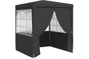 vidaXL Gazebo Professionale con Pareti Tenda per Feste Tendone Copertura Telo di Protezione Padiglione per Eventi 2x2 m Antracite 90 g/m²