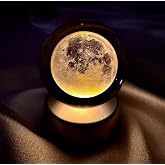 Senon Dolunay Kristal Cam K&uuml;re Renk Değiştiren LED Işıklı Gece Lambası Dekoratif Hediyelik