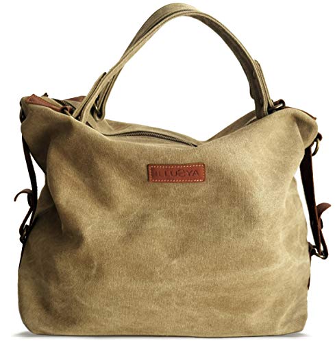 ILLUSYA® ILVA - Shopper en cuir de vachette toile - style vintage - sac à main - grand sac pour femme - unisexe - sac à bandoulière - sac seau