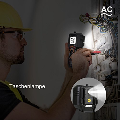 Tacklife DM01M Advanced Version Digital Multimeter Multi Tester mit 6000 Counts, True RMS, 1000V Non Contact Voltage, Temperatur, Live Wire, Beep Kontinuität Test mit hintergrundbeleuchtetem groß LCD anwendbar für DIY(Schwarz/Rot) - 7