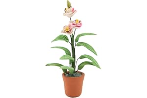 Melody Jane Dolls House White Lilly Flower in Terracotta Plant Pot Ornament Garden Accessory