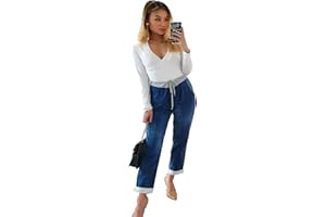 URBAN FASHION Crazy Fashion Women’s Ladies Denim Joggers Star Printed Sweatpants Floral Ribbed Waistband Trousers Ladies Casual Summer Italian Gym Running Pants Plus Size 8-26