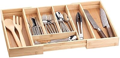 Rosenstein & Söhne Range-couverts en bambou variable, 5–7 compartiments, extensible 36–58,5 cm