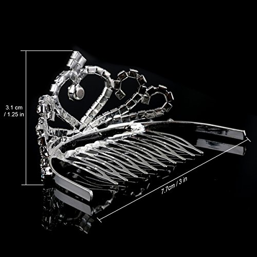 Pixnor Hochzeit Braut funkelnden Kristall Strass Krone Tiara Haarreif mit Kamm Silber - 6