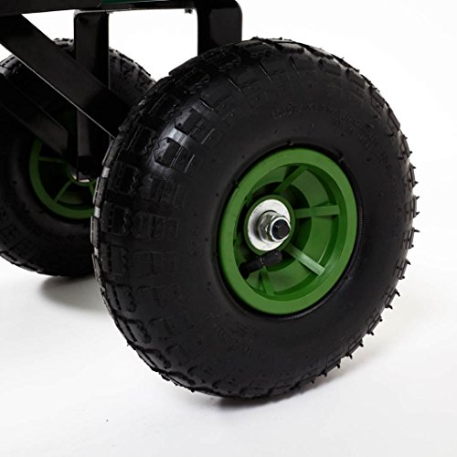 Gartenwagen mit Kippfunktion, 100 kg Tragkraft, Metall, Wanne, kippbar, Gartenkarre, Gerätewagen, Transportwagen, Handwagen, Handkarren, Luftbereifung, Lenkachse, Kippwagen, Muldenkipper, IZZY SPORT - 7