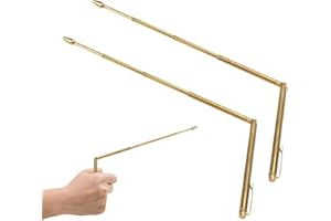 QIANEFFORT Copper Dowsing Rods 2 Pack for Water Divining, Spiritual Use and Ghost Hunting - Metal Detector Equipment With Adjustable Handles (Gold)