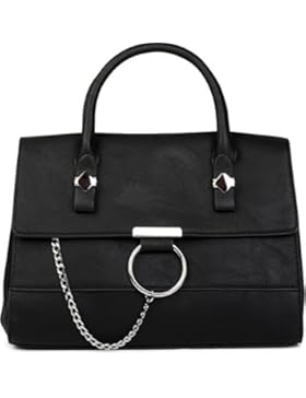 styleBREAKER Satchel Henkeltasche im 2-Tone Design mit Metall Ring und Kette, Handtasche, Tasche, Damen 02012125