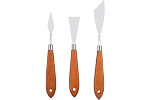 NATUCE 3PCS Couteau à Palette Peinture À l'huile en Acier Inoxydable, Peinture Grattoir, Palette Couteaux Set, Peinture Couteau Spatule Couteau Grattoir pour Artiste Peinture À l'huile Couleur Mixte