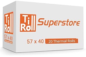 PRIMATEL 57 x 40 mm Premium Economy Thermal Paper Till Receipt Roll for PDQ Credit Card Machine (Pack of 20 Rolls)