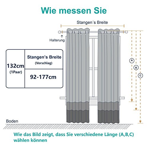 Blickdichte Vorhänge mit Ösen – PONYDANCE 2 Stück Verdunkelungsvorhänge mit Ösen, Energiespar & Wärmeisolierend,Einfacher und moderner Stil für Schlaf und Wohnzimmer ,158cm x 132 cm (H x B),Grau - 6