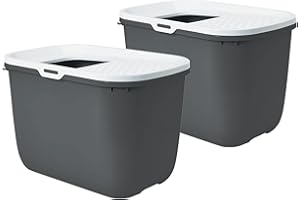 PETGARD 2er Sparpack Katzentoilette HOP IN Einstieg von Oben grau