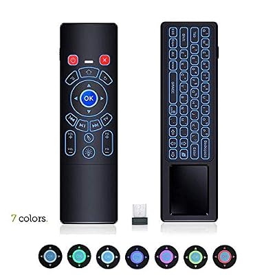 Ovegna T6 Plus: Mini Clavier Télécommande, Infra Rouge, sans Fil Wireless 2.4Ghz, rétro-éclairé 7 Couleurs, Touchpad et Souris, pour Android, PC, Box, Smart TV et Linux