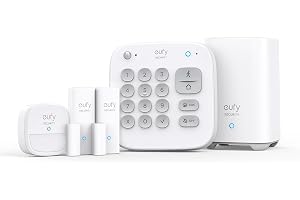 eufy Security 5-delat smart hem set, säkerhetssystem med rörelsesensor, 2 stöldsensorer, larmsystem, med app, kompatibel med eufyCam, styr andra HomeBase-övervakningsenheter
