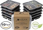 3 fach Mahlzeit Prep Container (10 Pack). Bento Box Set mit Deckel. Safe für Spülmaschine, Mikrowelle und Gefrierschrank. Schwarz, stapelbar, wiederverwendbar und BPA-frei Aufbewahrungsbehältern aus Kunststoff mit Trennwände - Lagerung von Babynahrung - Weight Watchers - Gesunde Snacks - Kunststoffbehälter - Bodybuilder - Arbeit - Schule - Reise - Jugendliche - Erwachsene - Jungen