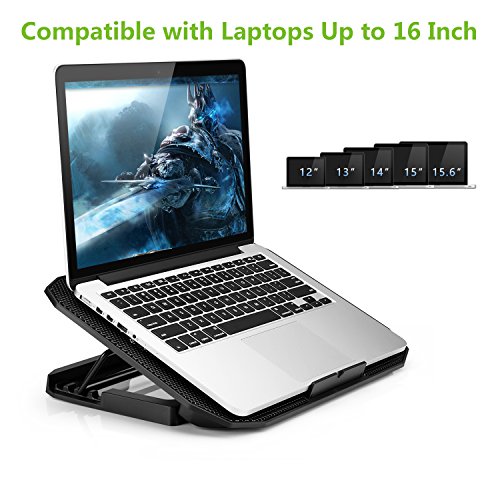 TekHome 2-Lüfter Cooling Pad, Gaming Cooler für Spielkonsolen und für Notebooks bis zu 15.6 Zoll, 5.5-Zoll Fan mit RPM 1500, Windstärke Einstellbar, LED-Blaulicht, 5 Ebenenhöhen, 2 USB-Ports.(LTC003) - 5