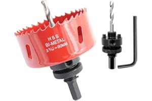 Sega a tazza 80mm, perno per impieghi gravosi LAIWEI, punta HSS 4341, fresa a tazza per praticare fori in legno, alluminio, PVC e altri materiali