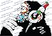 Banksy Vinyl Wall Decal Monkey With Headphones / Chimp Listening to the Music in Earphones / Street Graffiti Art Sticker + Free Decal Gift! (140x97 cm)