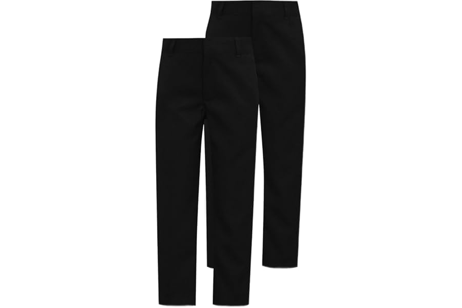 Integriti Schoolwear 2PK Boys Adjustable Waist Regular Fit School Trousers Black Charcoal Grey Navy Blue 3-18 Years