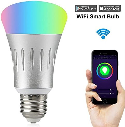 FEBITE Wifi Smart Light Bulb, 7W Dimmable LED Hue Light RGB+W Colour Changing Lamp, Works with Amazon Alexa Echo Dot, Google Home,No Hub Required, APP Remote Control by IOS Android Phones(E27 RGB)